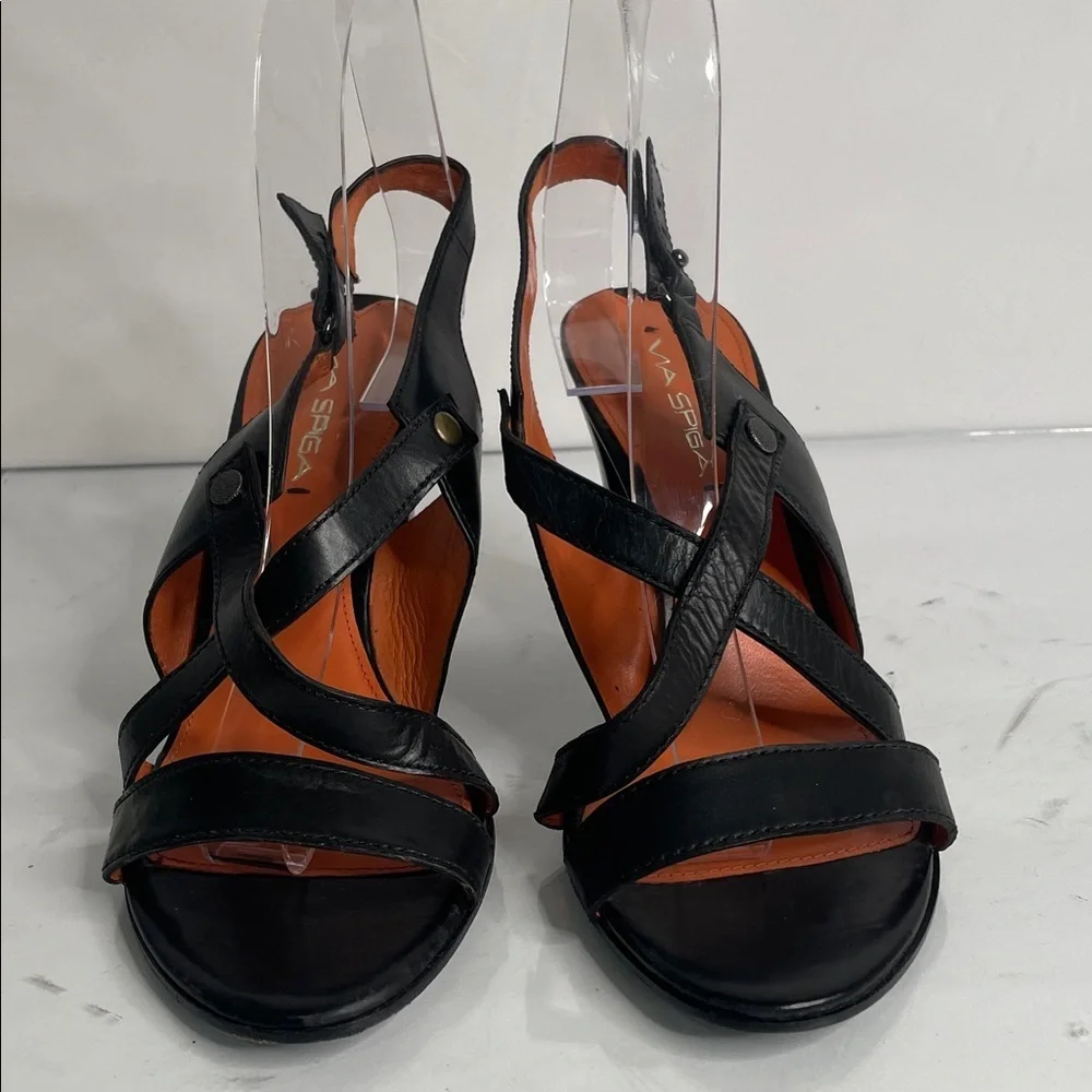 Via Spiga Black Open-Toe Heels